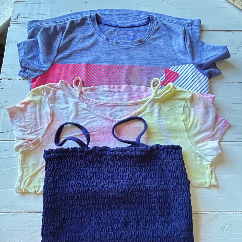 Girls Top Bundle Under Armour HeatGear Justice Tie Dye Smocked Tube Top Size 12